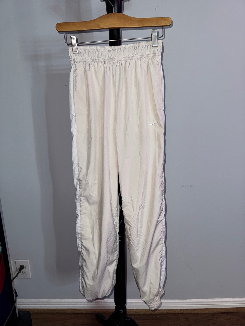 Nike Cream/White Track Pants with Side Stripe 7.1T